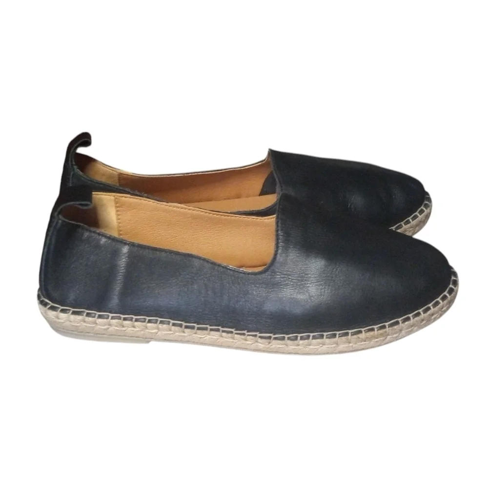 Tsonga South Africa Leather Espadrille In Black Delta Size 42 9